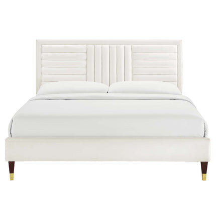 Modway MOD-6971 Sofia Channel Tufted Performance Velvet Queen Platform Bed - Plaza Home Decor