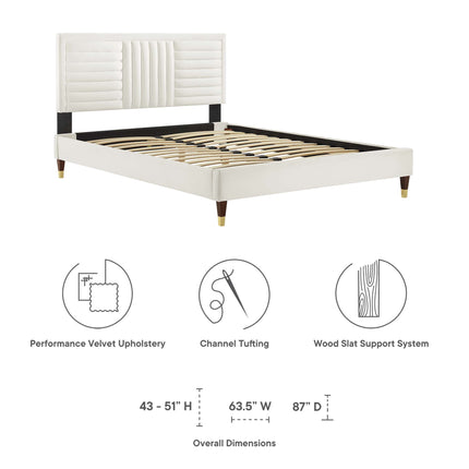 Modway MOD-6971 Sofia Channel Tufted Performance Velvet Queen Platform Bed - Plaza Home Decor