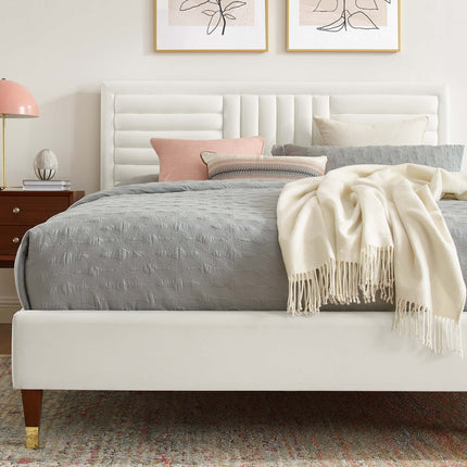 Modway MOD-6971 Sofia Channel Tufted Performance Velvet Queen Platform Bed - Plaza Home Decor