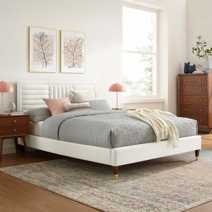 Modway MOD-6971 Sofia Channel Tufted Performance Velvet Queen Platform Bed - Plaza Home Decor