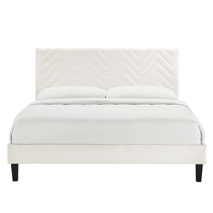 Modway MOD-6989 Leah Chevron Tufted Performance Velvet Twin Platform Bed Modway