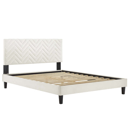 Modway MOD-6989 Leah Chevron Tufted Performance Velvet Twin Platform Bed Modway