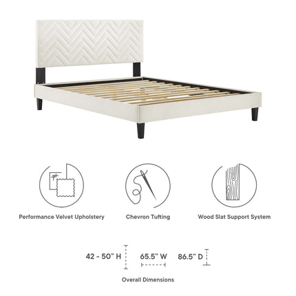 Modway MOD-6989 Leah Chevron Tufted Performance Velvet Twin Platform Bed Modway