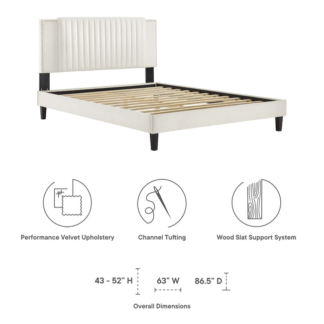 Modway MOD-6990 Zahra Channel Tufted Performance Velvet Twin Platform Bed Modway
