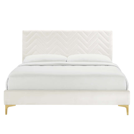 Modway MOD-6993 Leah Chevron Tufted Performance Velvet Full Platform Bed Modway
