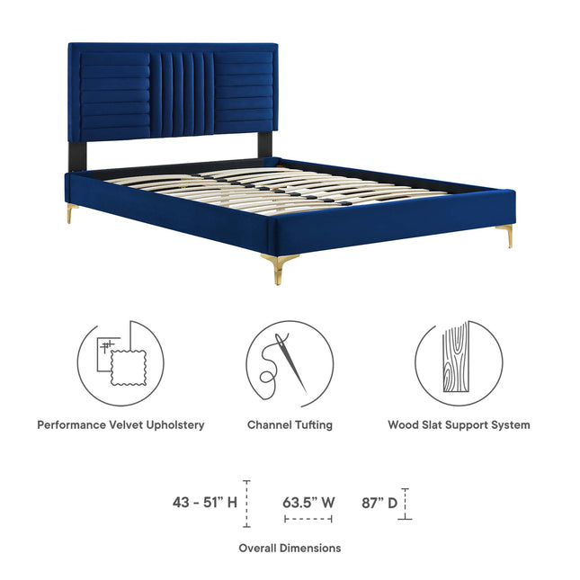 Modway MOD-6995 Sofia Channel Tufted Performance Velvet Full Platform Bed - Plaza Home Decor