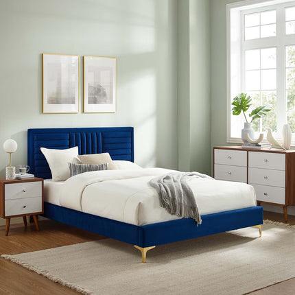 Modway MOD-6995 Sofia Channel Tufted Performance Velvet Full Platform Bed - Plaza Home Decor