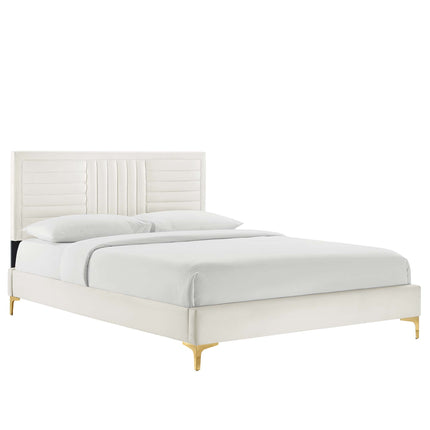 Modway MOD-7007 Sofia Channel Tufted Performance Velvet King Platform Bed - Plaza Home Decor