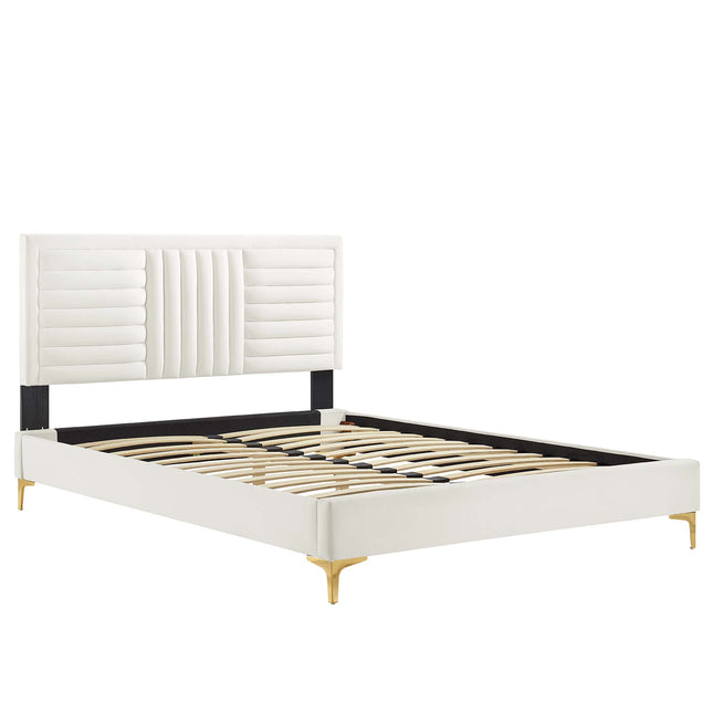 Modway MOD-7007 Sofia Channel Tufted Performance Velvet King Platform Bed - Plaza Home Decor