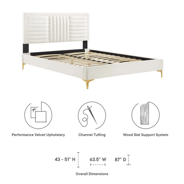 Modway MOD-7007 Sofia Channel Tufted Performance Velvet King Platform Bed - Plaza Home Decor