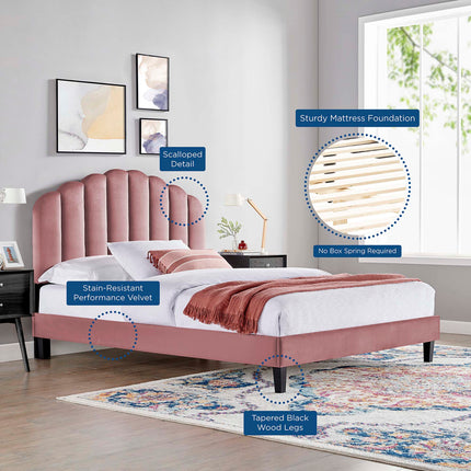 Modway MOD-7043 Daisy Performance Velvet Twin Platform Bed Modway