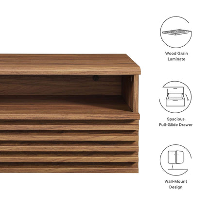 Modway MOD-7058 Render Wall-Mount Nightstand Modway