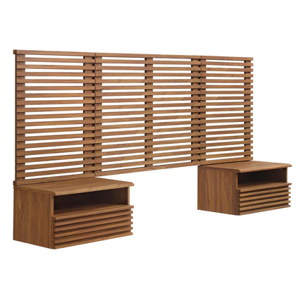 Modway MOD-7115 Render Wall Mount Twin Headboard and Modern Nightstands Modway