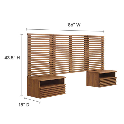 Modway MOD-7115 Render Wall Mount Twin Headboard and Modern Nightstands Modway