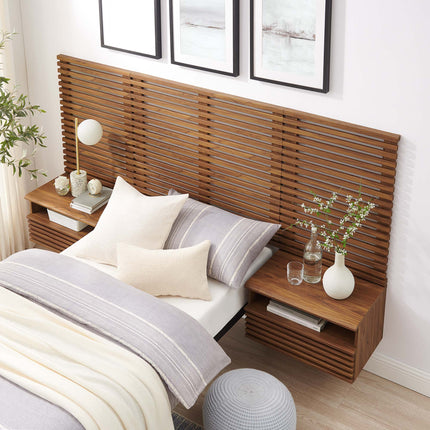Modway MOD-7115 Render Wall Mount Twin Headboard and Modern Nightstands Modway