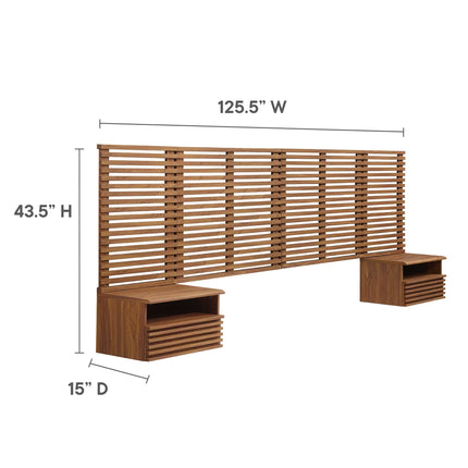Modway MOD-7117 Render Wall Mount King Headboard and Modern Nightstands Modway