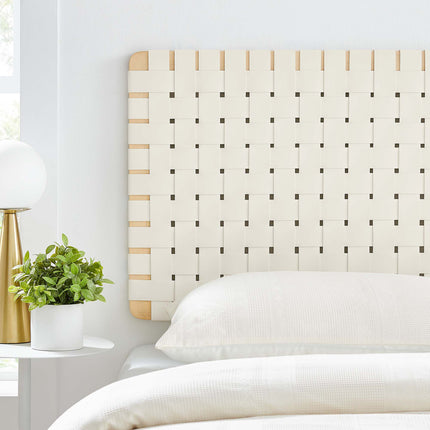 Modway MOD-7120 Sparta Weave Wall-Mount Vegan Leather Twin Headboard - Plaza Home Decor