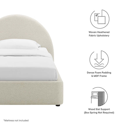 Modway MOD-7128 Resort Upholstered Fabric Arched Round Twin Platform Bed Modway