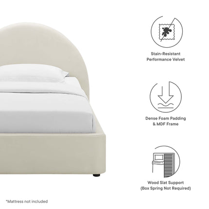 Modway MOD-7129 Resort Performance Velvet Arched Round Twin Platform Bed Modway