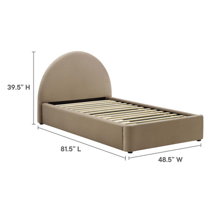 Modway MOD-7129 Resort Performance Velvet Arched Round Twin Platform Bed Modway
