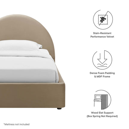 Modway MOD-7129 Resort Performance Velvet Arched Round Twin Platform Bed Modway