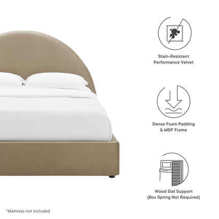 Modway MOD-7135 Resort Performance Velvet Arched Round King Platform Bed Modway