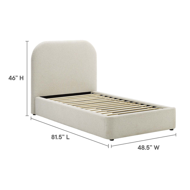 Modway MOD-7136 Keynote Upholstered Fabric Curved Twin Platform Bed Modway