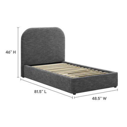 Modway MOD-7136 Keynote Upholstered Fabric Curved Twin Platform Bed Modway