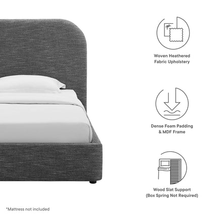 Modway MOD-7136 Keynote Upholstered Fabric Curved Twin Platform Bed Modway