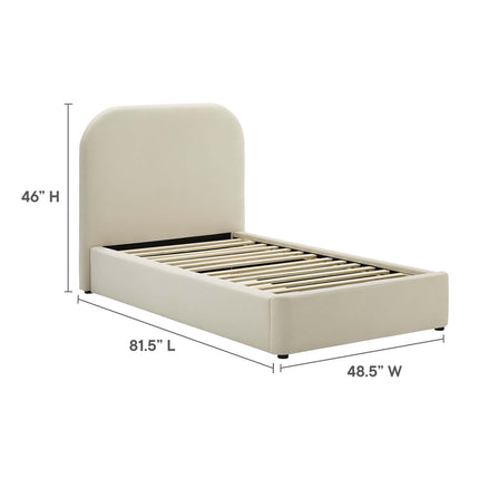 Modway MOD-7137 Keynote Performance Velvet Curved Twin Platform Bed Modway