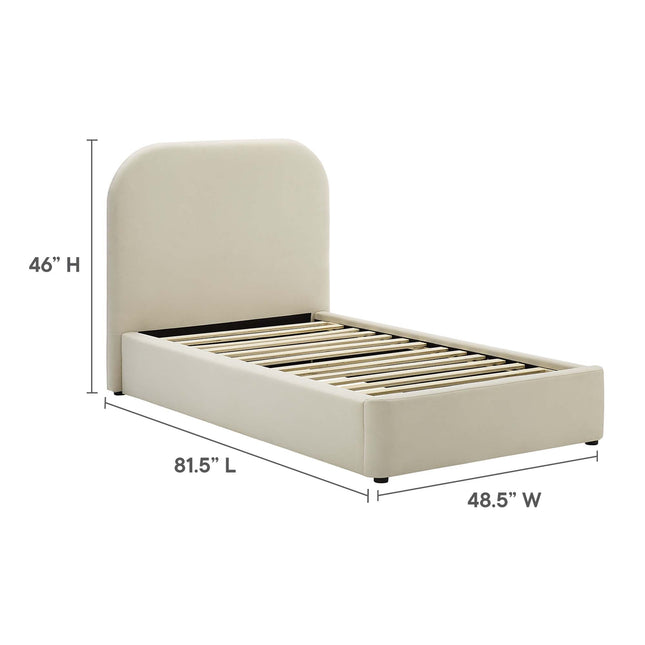Modway MOD-7137 Keynote Performance Velvet Curved Twin Platform Bed Modway