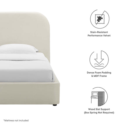 Modway MOD-7137 Keynote Performance Velvet Curved Twin Platform Bed Modway