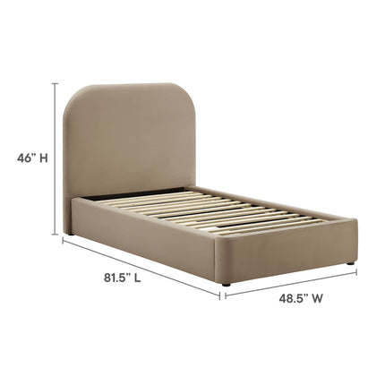 Modway MOD-7137 Keynote Performance Velvet Curved Twin Platform Bed Modway
