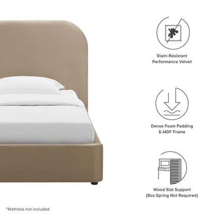 Modway MOD-7137 Keynote Performance Velvet Curved Twin Platform Bed Modway