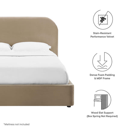 Modway MOD-7141 Keynote Performance Velvet Curved Queen Platform Bed Modway