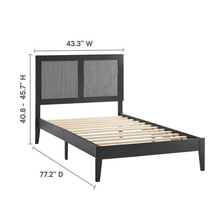 Modway MOD-7152 Sirocco Rattan and Wood Twin Platform Bed - Plaza Home Decor