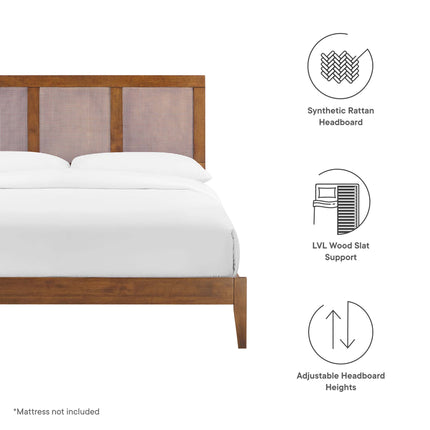 Modway MOD-7153 Sirocco Rattan and Wood Full Platform Bed - Plaza Home Decor