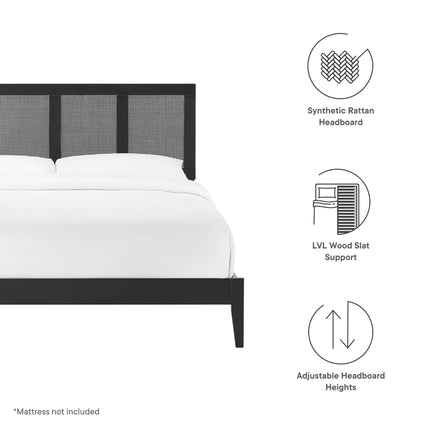 Modway MOD-7154 Sirocco Rattan and Wood Queen Platform Bed - Plaza Home Decor