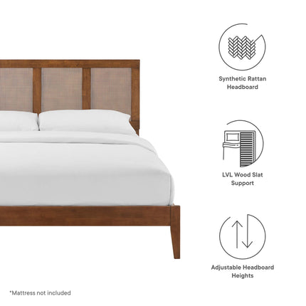 Modway MOD-7154 Sirocco Rattan and Wood Queen Platform Bed - Plaza Home Decor