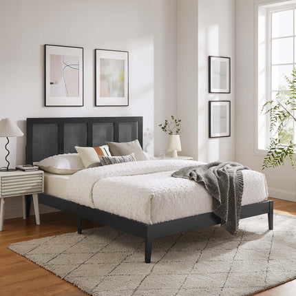 Modway MOD-7155 Sirocco Rattan and Wood King Platform Bed - Plaza Home Decor