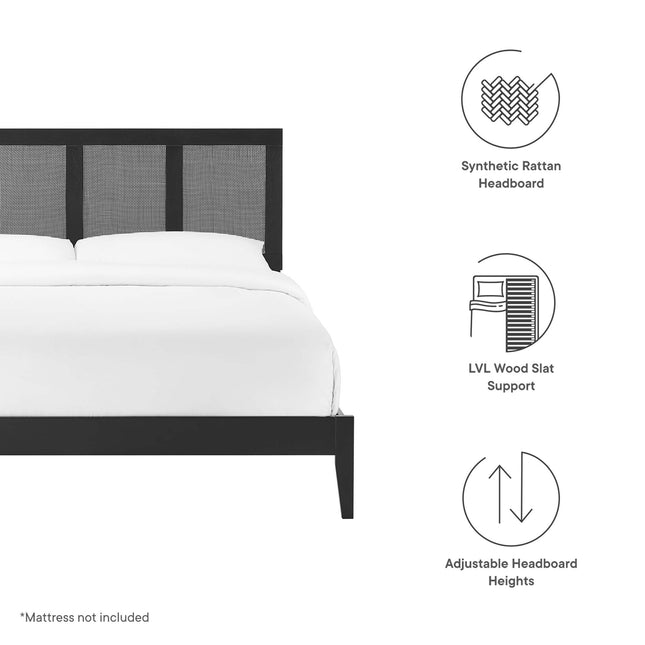 Modway MOD-7155 Sirocco Rattan and Wood King Platform Bed - Plaza Home Decor