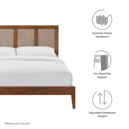 Modway MOD-7155 Sirocco Rattan and Wood King Platform Bed - Plaza Home Decor