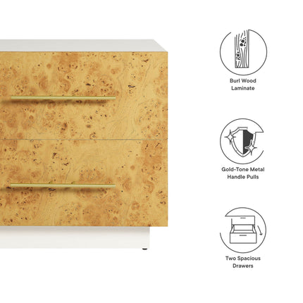 Modway MOD-7159 Abel 2-Drawer Burl Wood Nightstand Modway