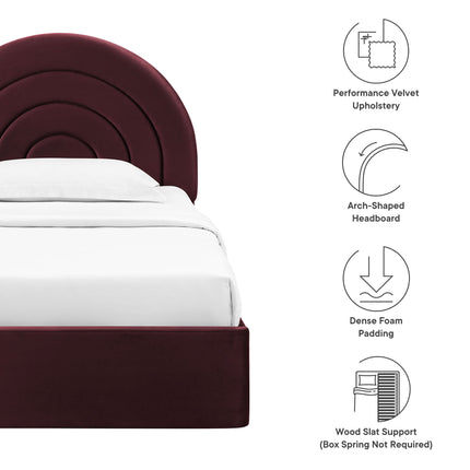 Modway MOD-7165 Solana Arched Performance Velvet Twin Platform Bed - Plaza Home Decor