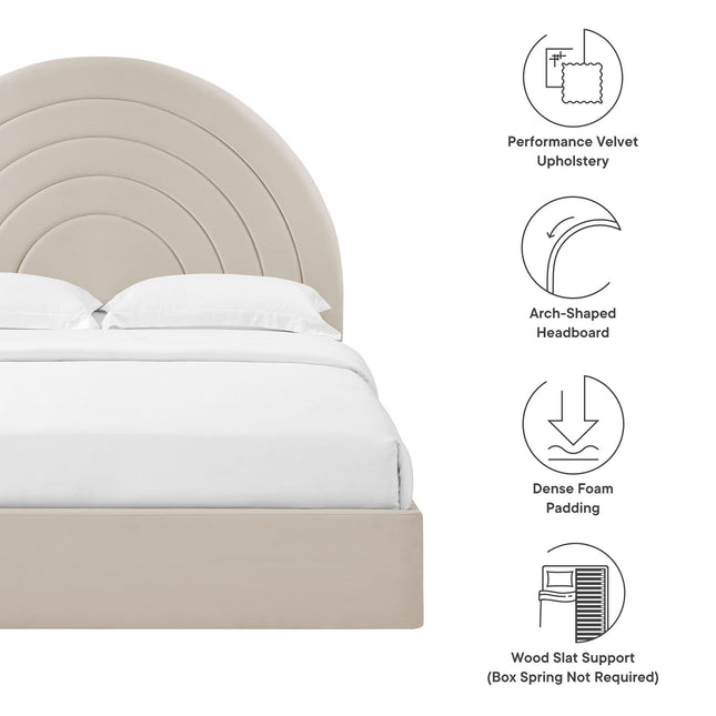 Modway MOD-7167 Solana Arched Performance Velvet Queen Platform Bed - Plaza Home Decor