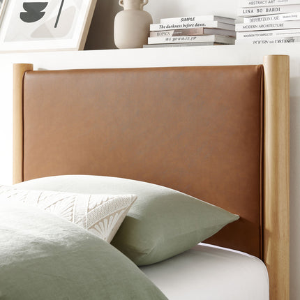 Modway MOD-7184 Maven Twin Size Vegan Leather Upholstered Platform Bed Modway