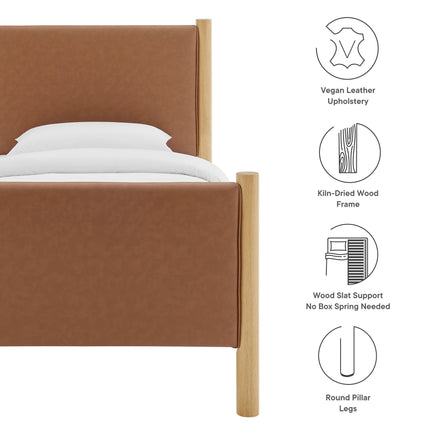 Modway MOD-7184 Maven Twin Size Vegan Leather Upholstered Platform Bed Modway