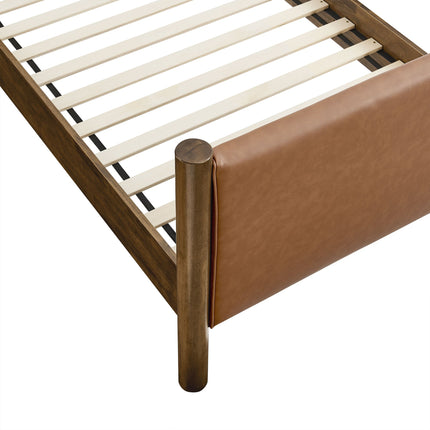 Modway MOD-7184 Maven Twin Size Vegan Leather Upholstered Platform Bed Modway