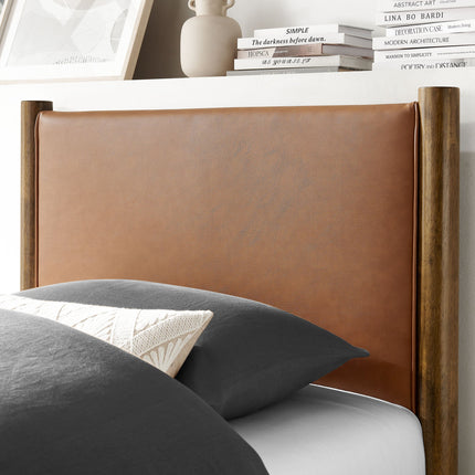 Modway MOD-7184 Maven Twin Size Vegan Leather Upholstered Platform Bed Modway