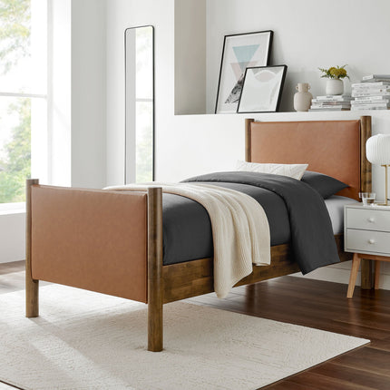 Modway MOD-7184 Maven Twin Size Vegan Leather Upholstered Platform Bed Modway